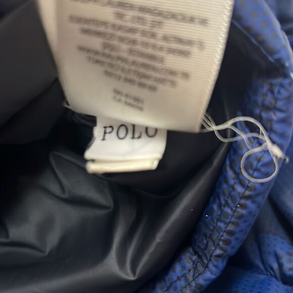 Polo Ralph Lauren Navy Camo Down jacket Repaired size 10-12 (M) - Picture 12 of 14